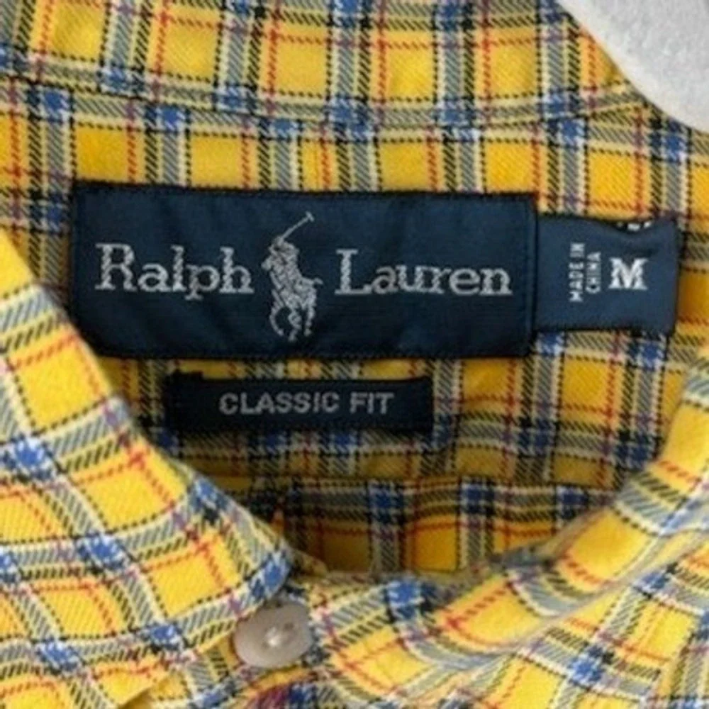 Ralph Lauren Shirt Men's Size Medium Yellow Flannel Classic Fit Button Down‎